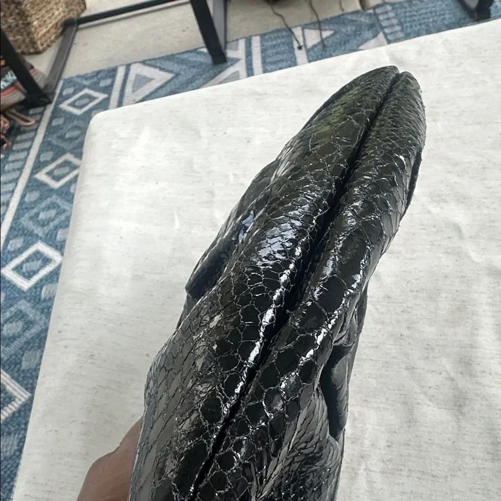 MAURIZIO TAIUTI BLACK LEATHER SNAKESKIN CLUTCH BAG